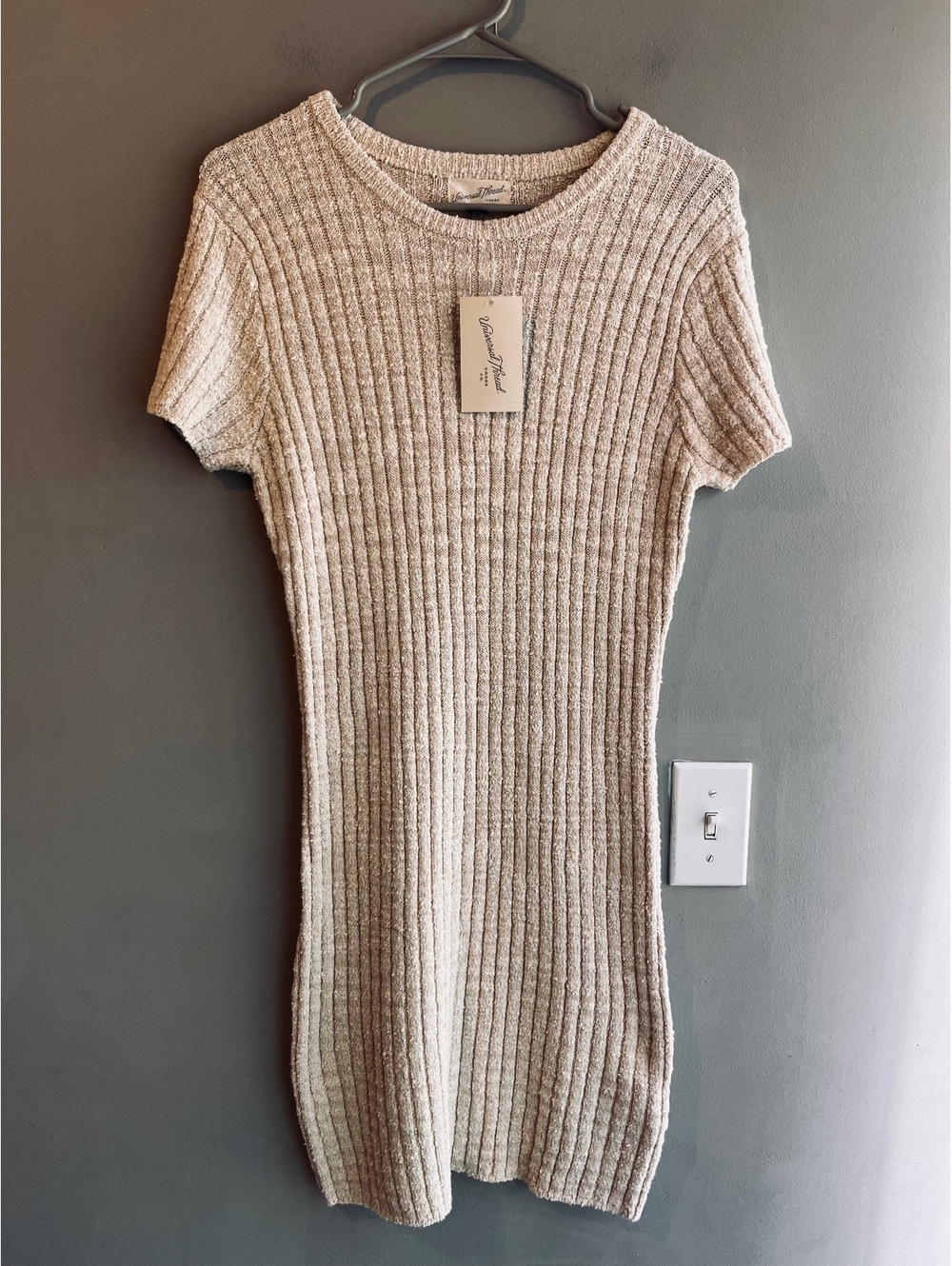 Cream Bodycon Sweater Dress Medium Minimalist Fall/Winter